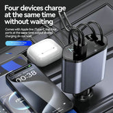 M2 120W Retractable Cable Mobile Phone Chargers Built in Cable Car Charger Adapter With Phone Charger Cable for Electronic Products